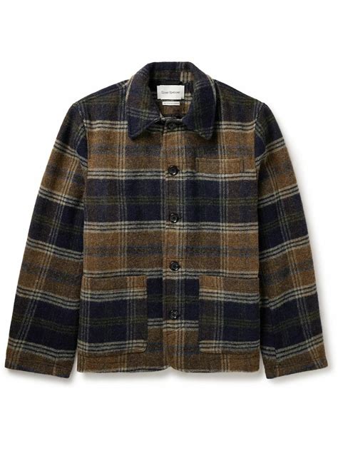 Oliver Spencer - Lambeth Checked Wool-Flannel Shirt Jacket - Blue ...