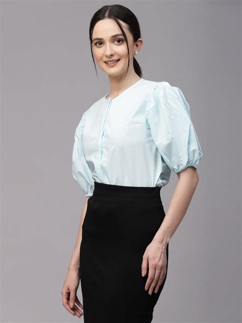 Style Quotient Women Solid Light Blue Cotton Regular Formal Shirt ...
