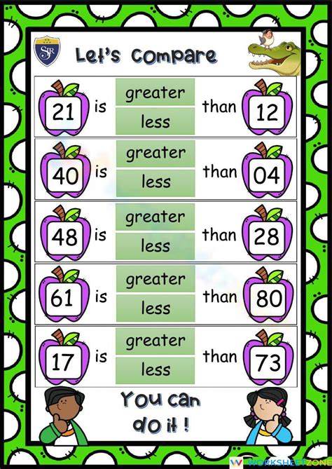Image result for Comparing Numbers Activity Worksheetgr 4