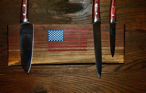Black Walnut American Flag Magnetic Wall Knife Holder/ Knife Storage ...