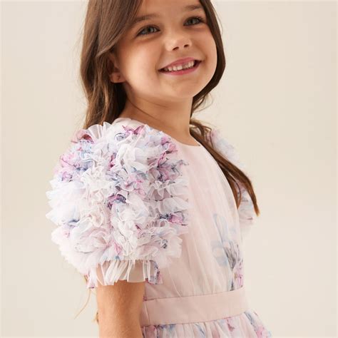 Angel & Rocket Girls Printed Pink Cotton Polyester Dresses