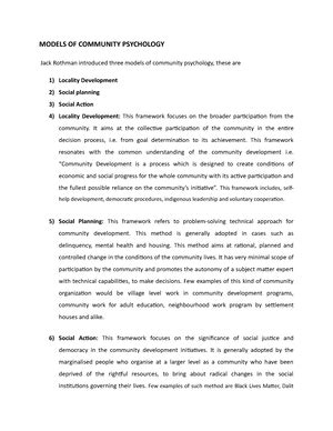 Core values of Community Psychology - This means that community ...