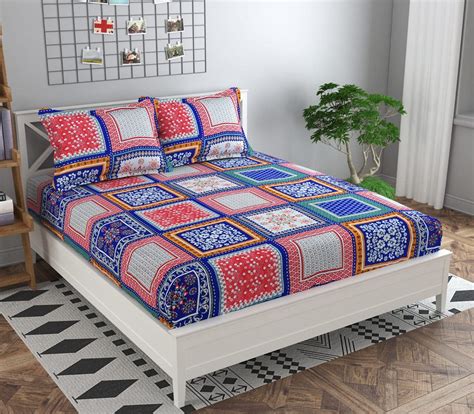Ritesh Décor Flower Design Queen Size bedsheet with Elastic Fitted ...
