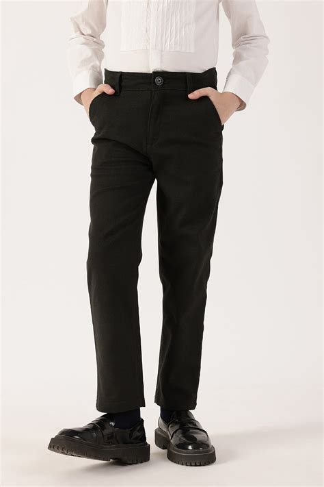 Olive Regular Fit Woven Trousers – Solid Button Embellishment ...