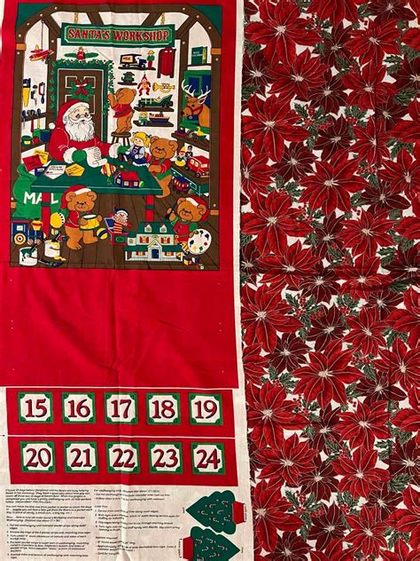 Vintage Beary Merry Christmas Advent Calendar Cotton Panel Fabric ...