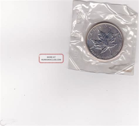 1989 Canada Maple Leaf Coin 1 Oz Silver One Troy Ounce. 9999 5 Dollar. 99