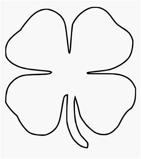Four Leaf Clover Transparent Clip Art - 4 Leaf Clover Outline Png, Png ...