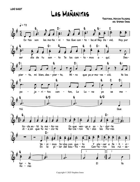 Las Mañanitas (arr. Stephen Jones) by Traditional Mexican Folk Song ...