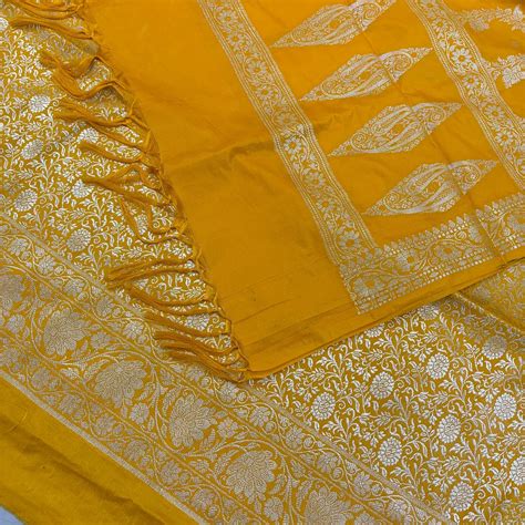 Yellow Golden Zari Katan Silk Banarasi Suit – Mohsin Textiles
