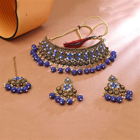 Sukkhi Glossy Gold Plated Choker Necklace Set For Women - Sukkhi.com