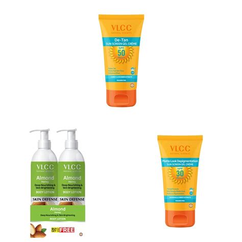 Buy VLCC De Tan Sunscreen Gel Creme, SPF 50, 100g & VLCC Almond Honey ...