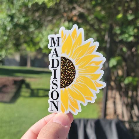 Sunflower Sticker Custom Sunflower Sticker Name Tag Bin Label Sunflower ...