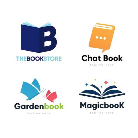 Flat design book logo pack | Free Vector