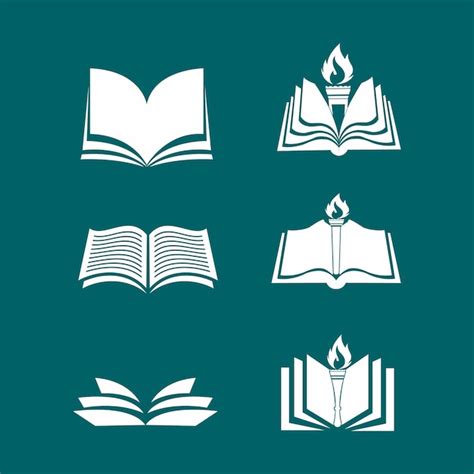 Collection of book and torch icons | Premium Vector