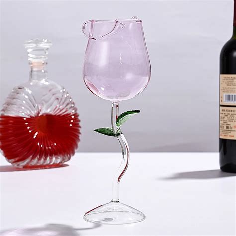 Unique Rose Wine Glass With Colored Rose Leaves Rose Shaped Red Wine ...
