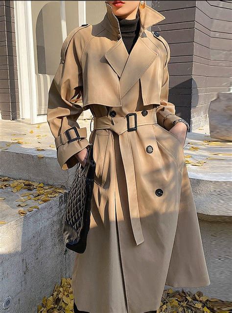 Khaki Storm Flap Double Breasted Trench Coat | Trench coats women ...