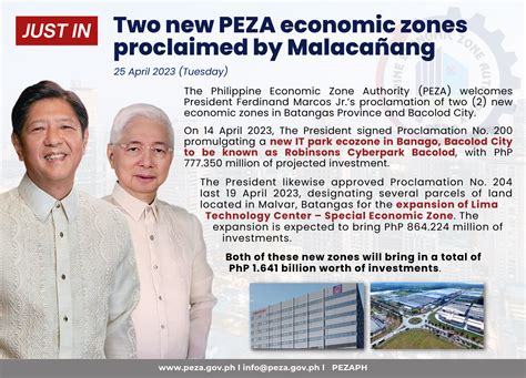 Two new PEZA economic zones proclaimed by Malacañang | PEZA