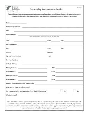 Feed the Children Commodity Assistance Application 2012-2026 - Fill and ...