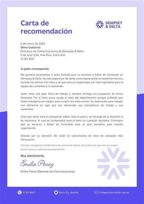 Modelo De Carta De Recomendacion Plantillas De Carta De Presentación