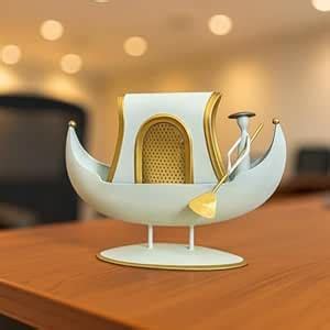 Buy RSN Table Decorative Metal Ship Figurine, White and Gold, Size ...