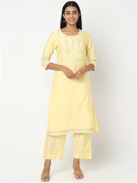 Straight Fit Embroidered Kurta and Pant with Dupatta Set