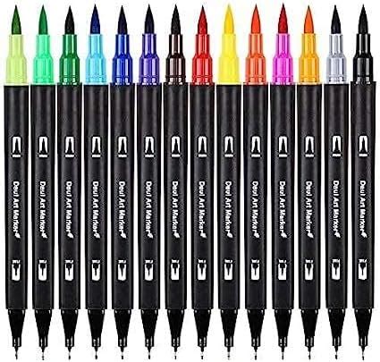 SCHMIDT Dual Markers Brush Pen, Brush Tips & Colored Fine Point Pen Set ...