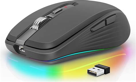 Buy FMOUSE Rechargeable Wireless Mouse, Dual Mode Mouse with RGB Lights ...