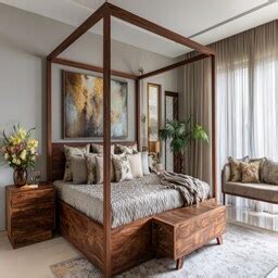 Classic Master Bedroom Design with High-Padded Headboard Bed