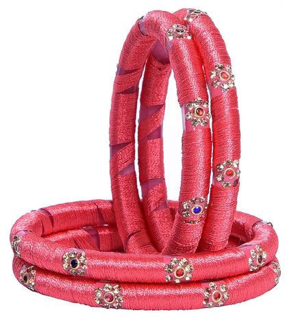 Sukriti Indian Party wear Silk Thread Acrylic Pink Bangles for Girls ...