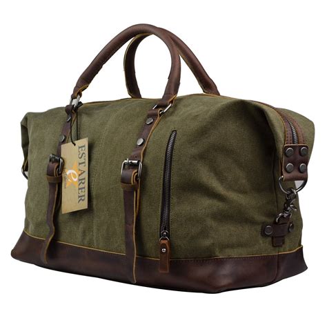 Estarer Travel Canvas Duffle Carry-on Luggage Large Weekend Overnight ...