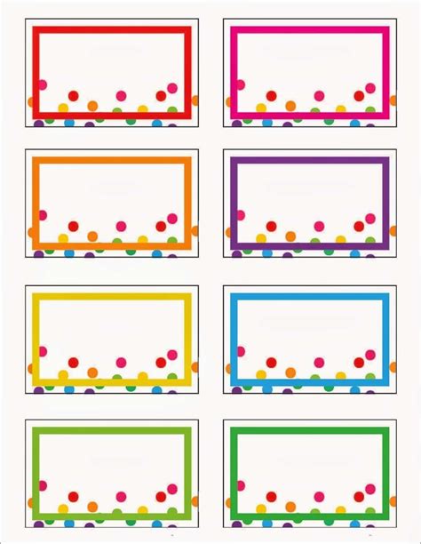 Free Name Label Template with Colorful Polka Dot Design