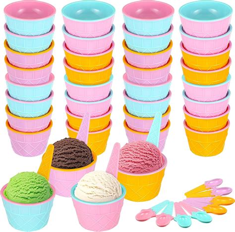 Amazon.com | 40 Pack Ice Cream Bowls and Spoons Set for Kids Bulk ...