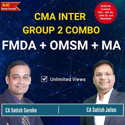CMA Inter Group 2 Combo - FM DA + OM SM + MA by Satish Jalan & CA ...