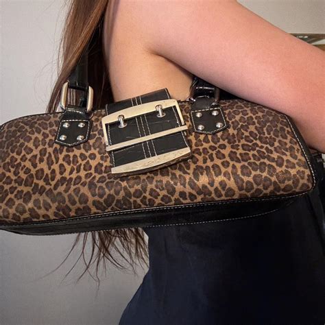 Jane Norman leopard print buckle rectangle shoulder... - Depop