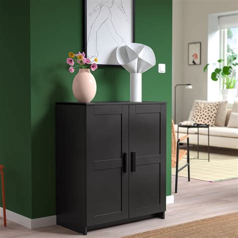 BRIMNES Cabinet with doors, black, 78x95 cm - IKEA