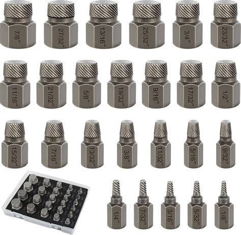 Screw Extractor Set, 25Pc Hex Head Multi-Spline Stripped Screw Remover ...