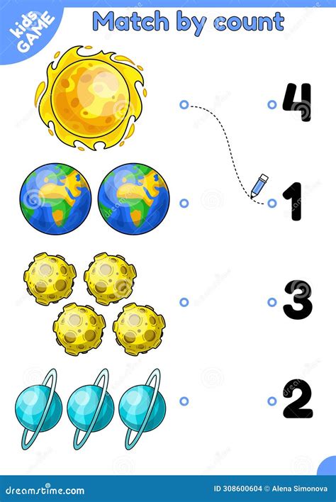 Math Space Game Add Planets and Match with Number Stock Vector ...