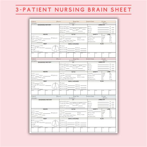 Nursing Report Sheet for 3 Patient Nurse Brain Sheet for Nursing ...