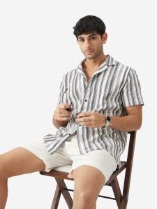 The Souled Store Men Striped Casual Black, Grey, White Shirt - Buy The ...