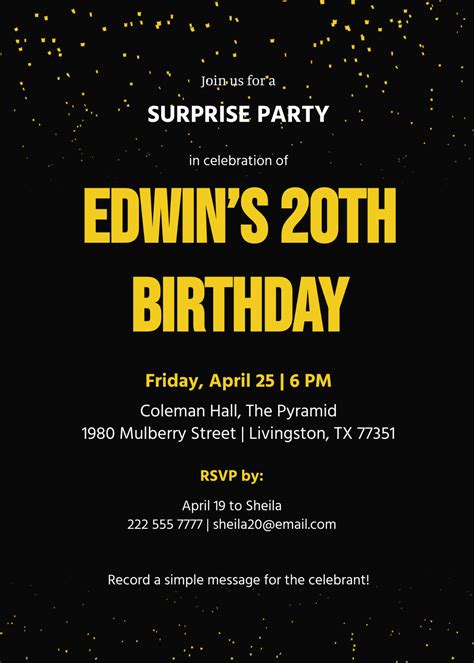 Free Surprise Party Invitation Templates, Editable and Printable