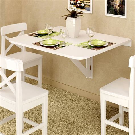 Fasthomegoods Large Wall Mount Drop Leaf Folding Table White Solid Wood ...