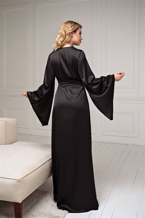 Floor Length Robe Long Black Robe Kimono Bridal Robe Black - Etsy