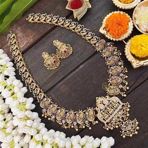 Vriksham Premium AD Stone Lakshmi Haram-Gold Bead-G21252 – vrikshamindia