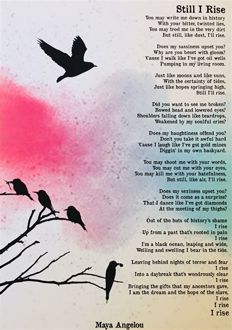 Unframed A3 Poster, Maya Angelou Still I Rise - Etsy Canada | Still i ...