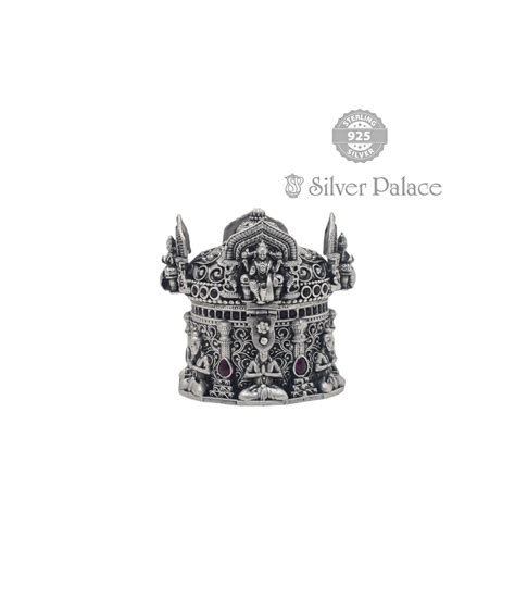 925 Oxidized Silver Nihal Collection Lakshmi Kum Kum Box - Silver Palace