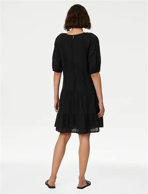 Buy Pure Cotton Broderie Mini Tiered Dress at Marks & Spencer