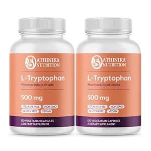 L-Tryptophan 500mg per Capsule (240 Vegetarian Capsules) (2-Pack) - No ...