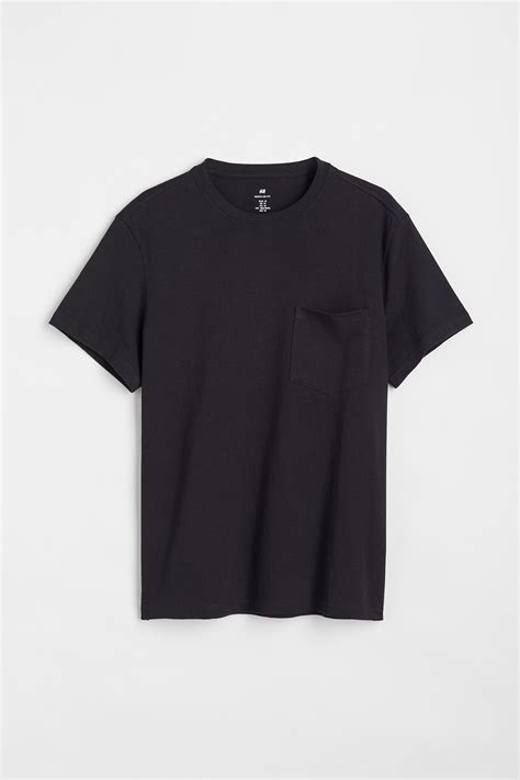 Regular Fit Chest-pocket T-shirt - Black - Men | H&M IN