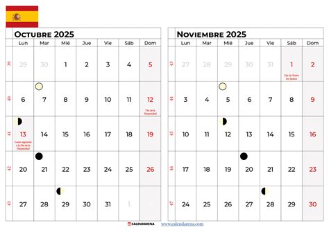 Calendario Octubre 2025 España 🗓️ Festivos Y Lunares