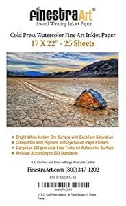 17x22 Cold Press Watercolor Fine Art Inkjet Paper 300gsm 25 Sheets ...